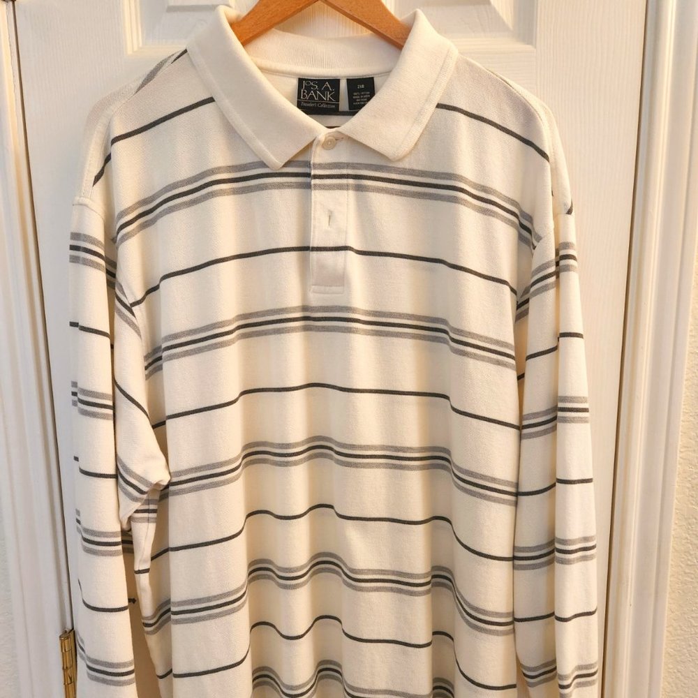 Jos. A. Bank - Long Sleeve Polo - White - Size XXL